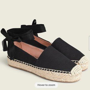 J CREW CANVAS LEATHER ESPADRILLE FLATS